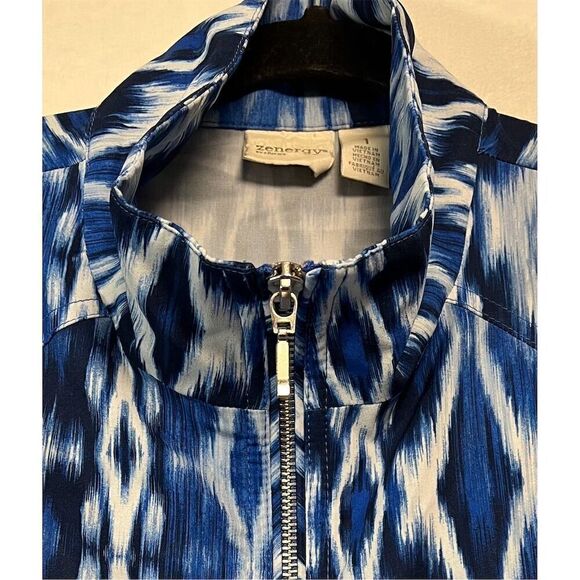 Chico's Zenergy Women's Jacket Blue & White Geometric Print Size 1 - Picture 5 of 11
